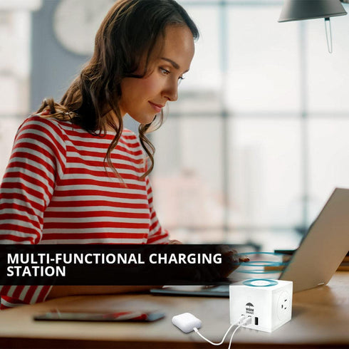 3-in-1 Wireless Charging Cube Power Strip | WBM SMART